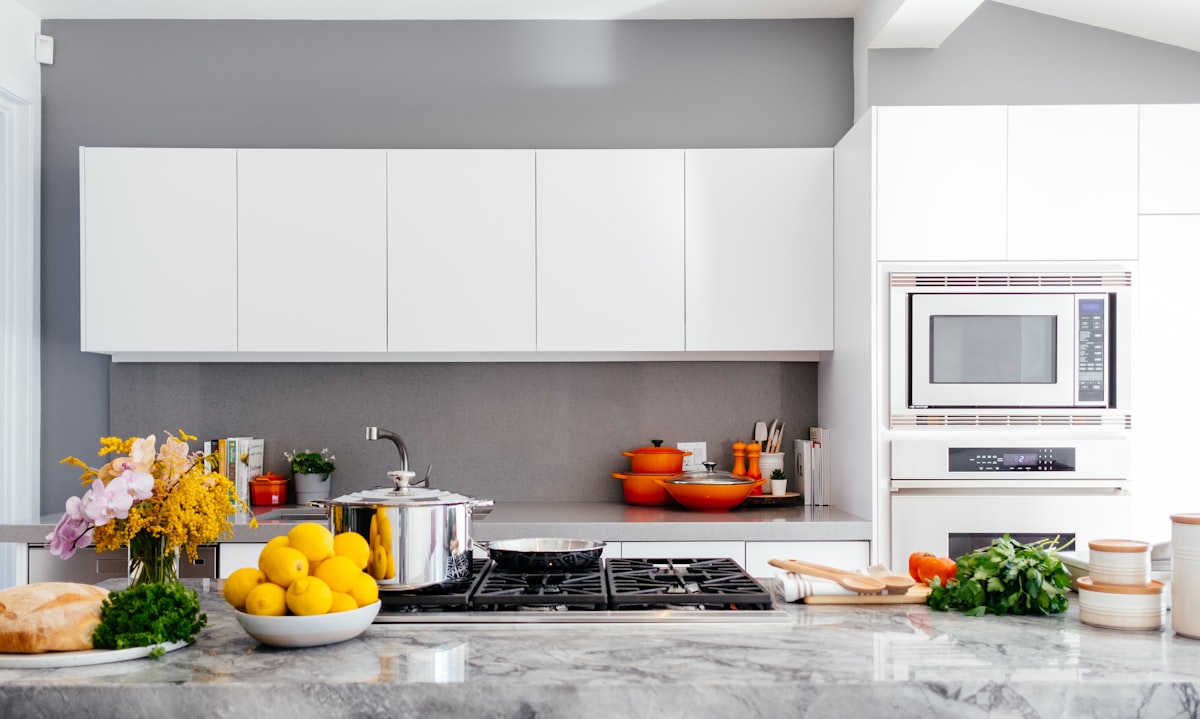 A collection of kitchen gadgets arranged on a countertop