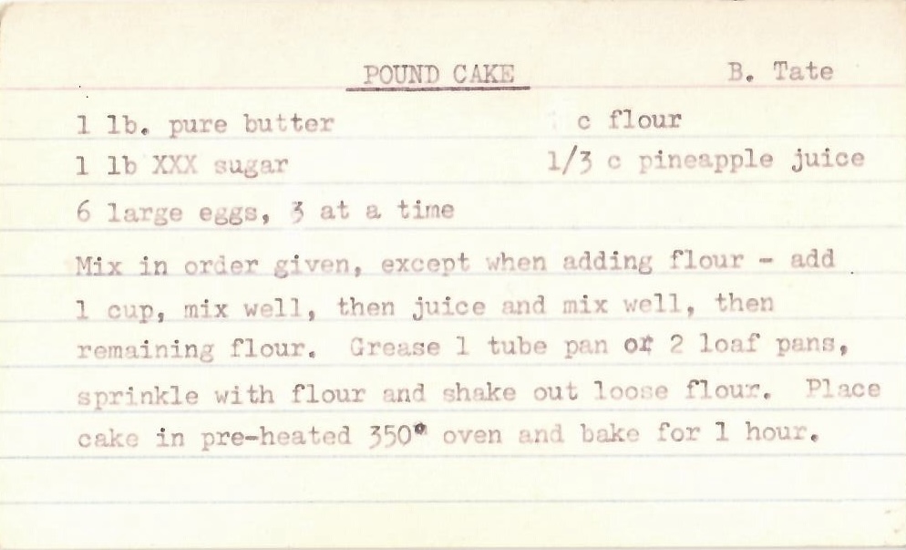 Handwritten family recipe card for a family cookbook.